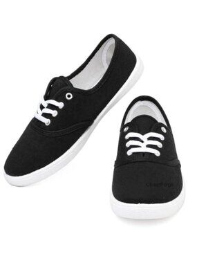 Women's Canvas Sneakers Lace Up Low Top Casual Walking Shoes
